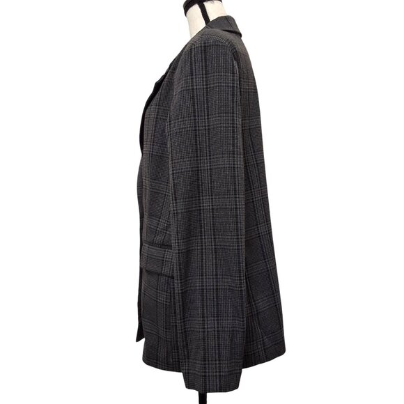 Sanctuary Womens One-Button Gray Plaid Blazer Two Front Flap Pockets Size 8 - Picture 3 of 10